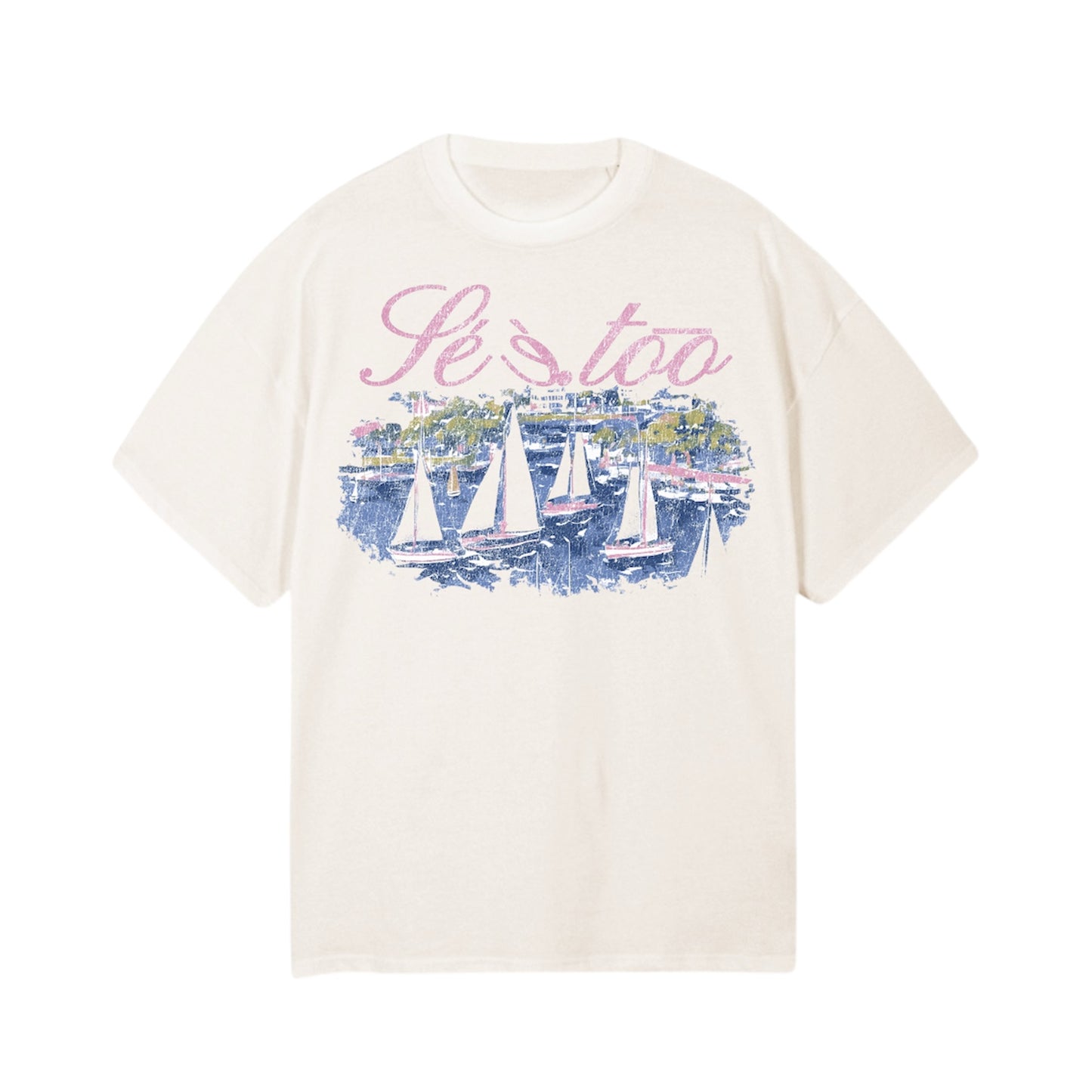 Afterlife Paradise Heavyweight Tee(Oversized) Vintage White)