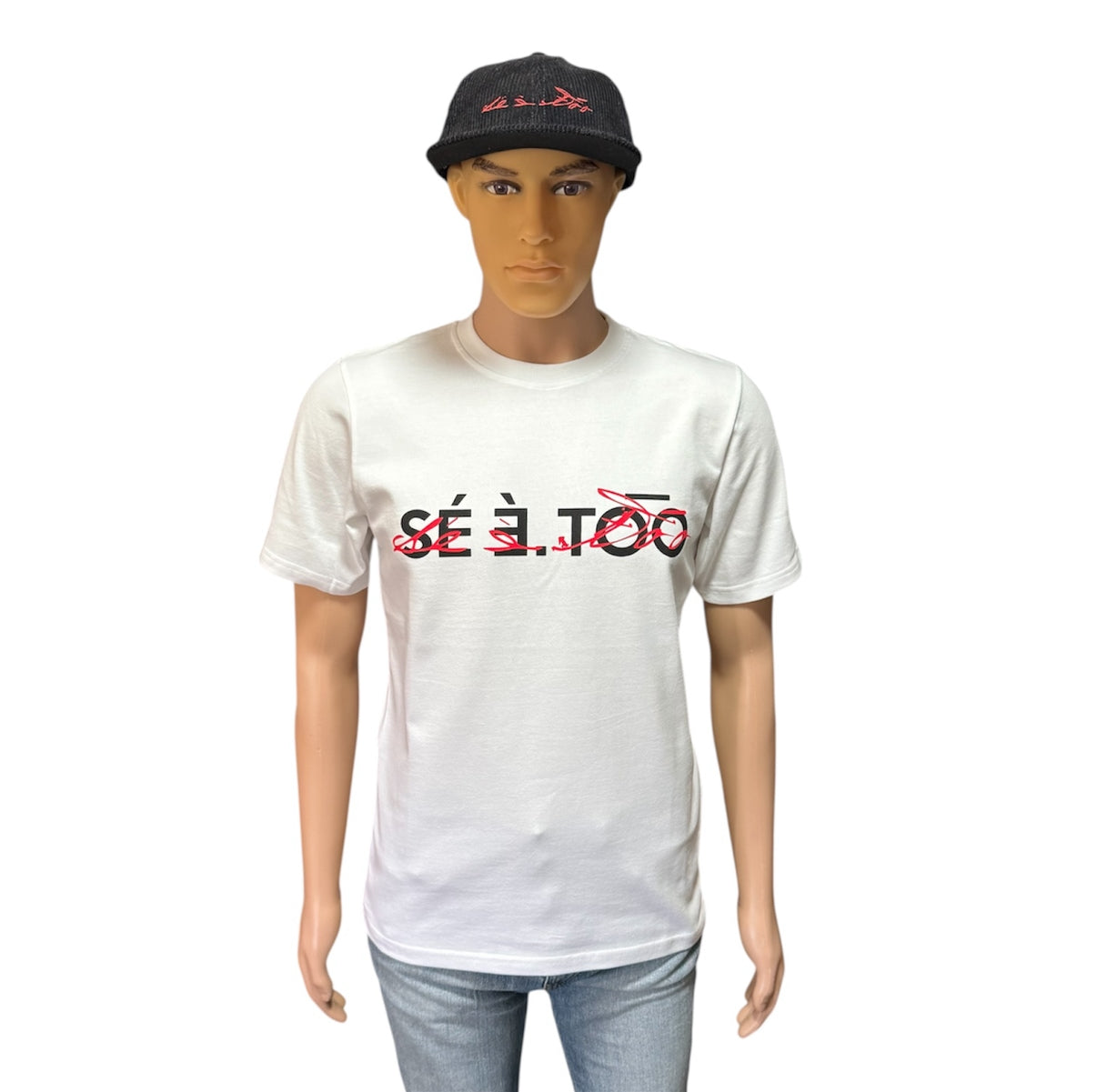 Double Overlay Tee (Regular Fit)(White/Black/Red)
