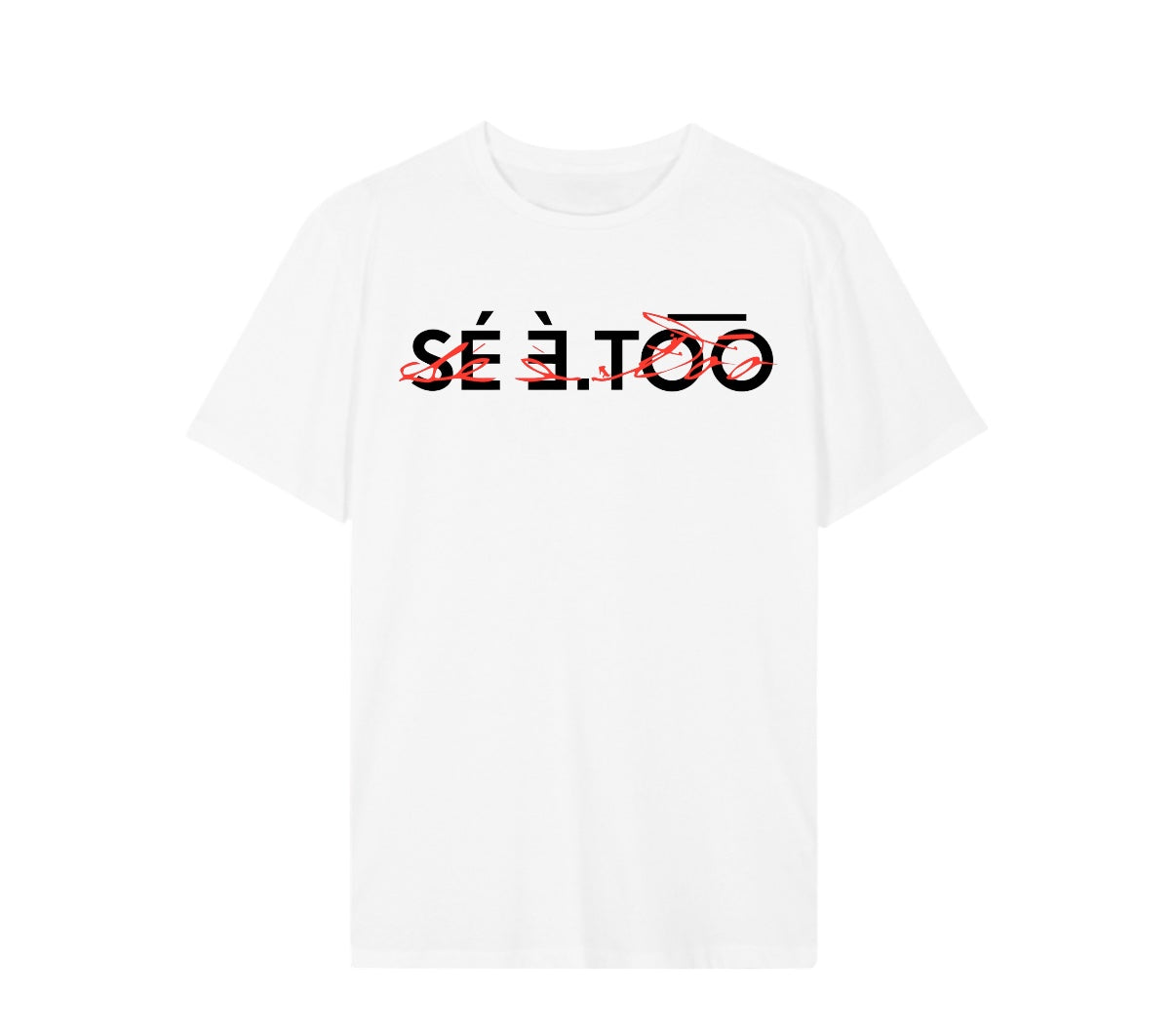 Double Overlay Tee (Regular Fit)(White/Black/Red)