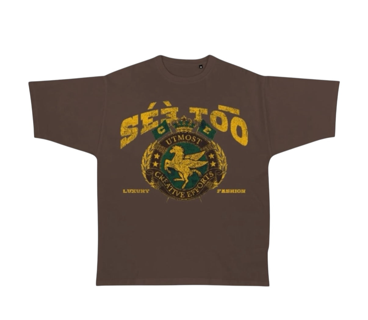 Horse Crest Heavyweight Tee (Brown) (Oversized)