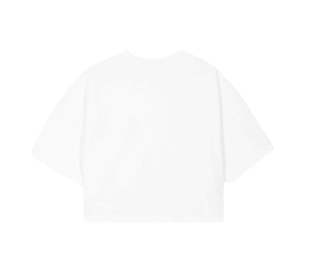 Cropped Oversized Tee (White/Navy)