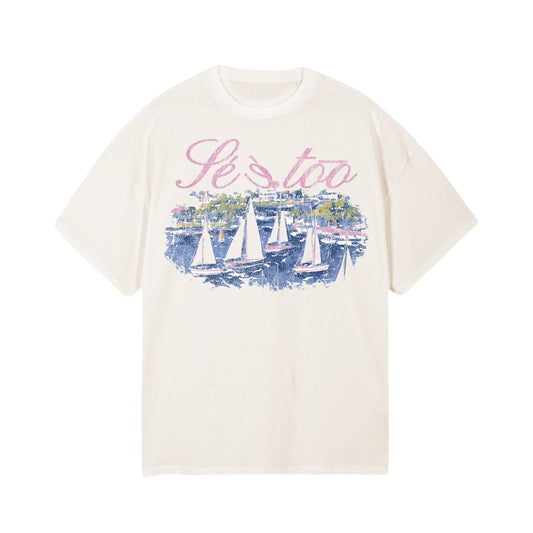Afterlife Paradise Heavyweight Tee(Oversized) Vintage White)
