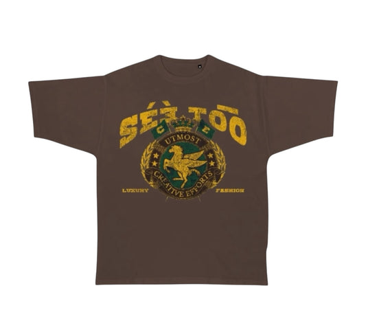 Horse Crest Heavyweight Tee (Brown) (Oversized)