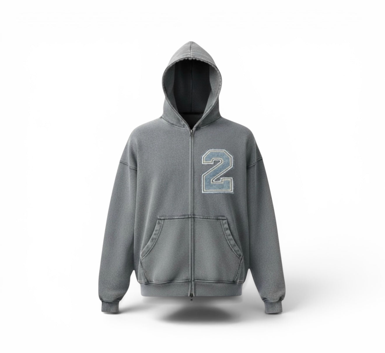 Number 2 Denim Patch Oversized Hoodie