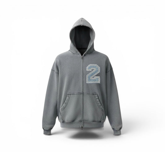 Number 2 Denim Patch Oversized Hoodie