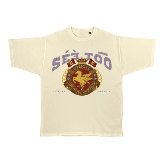 Horse Crest Heavyweight Tee (Oversized) (Bone)