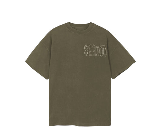 Stadium Heavyweight Tee (Vintage Olive/Tan)(Oversized)