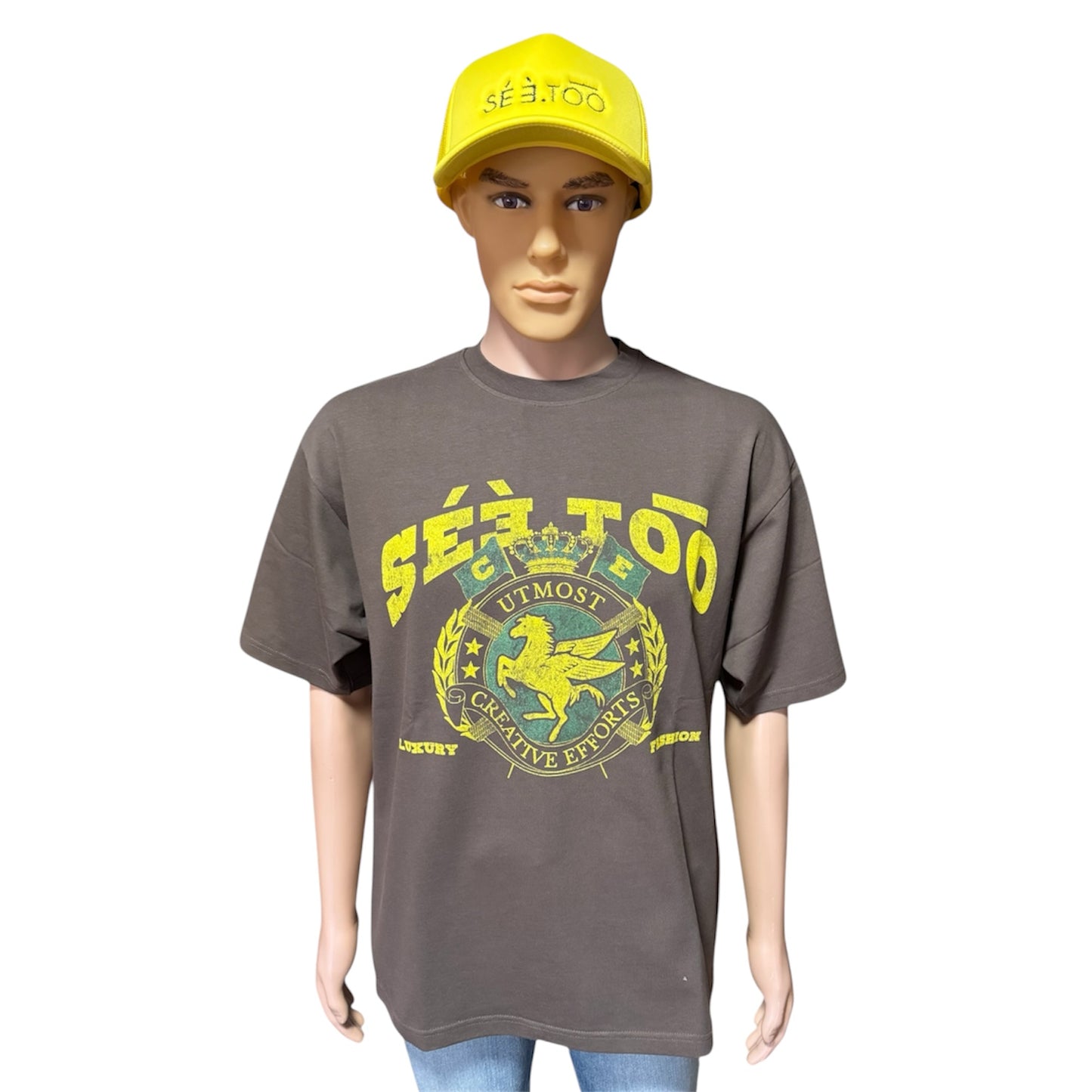 Horse Crest Heavyweight Tee (Brown) (Oversized)