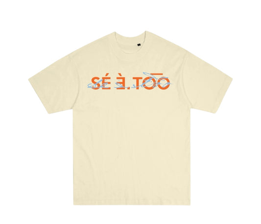 Double Overlay  Lightweight Tee (Regular Fit)(Bone/Blue/Orange)