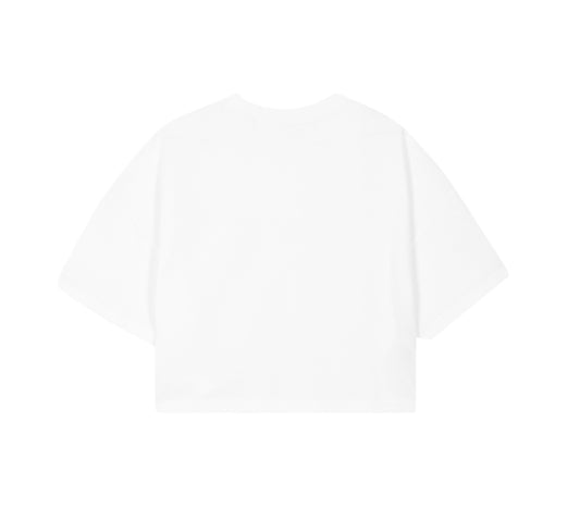 Cropped Oversized Tee (White/Navy)