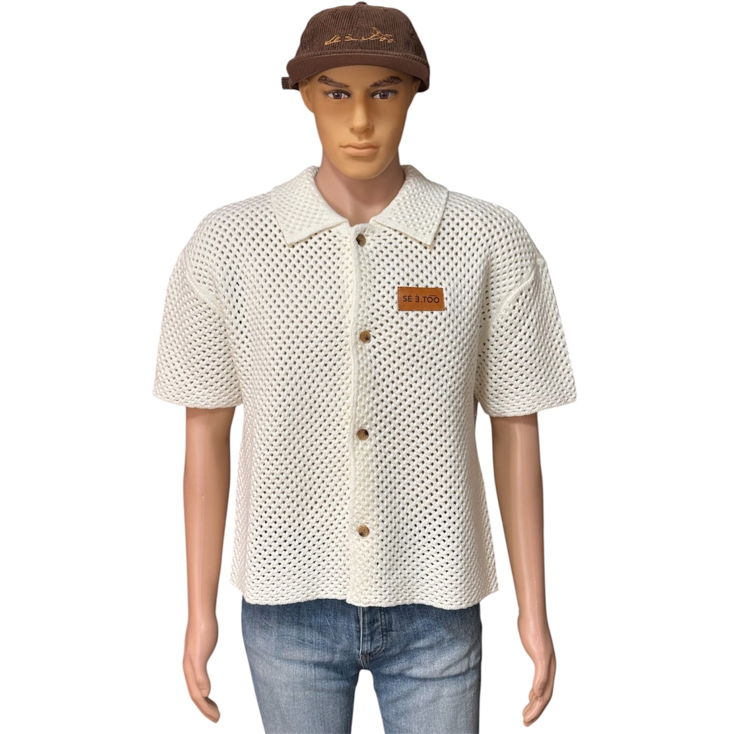 Open Knit Patch Shirt