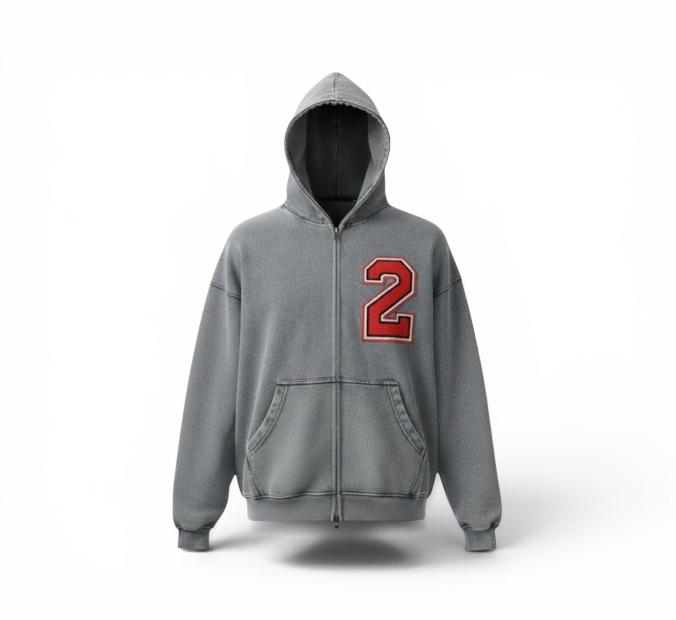 Number 2 Leather Patch Oversized Hoodie